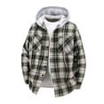 thumbnail image 1 of LNWUY Men's Flannel Hoodie Shirts Casual Button Down Plaid Shirts for Men Long Sleeve Stylish Hooded Jacket with Pockets Green L, 1 of 3