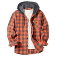 thumbnail image 1 of LNWUY Men's Flannel Hoodie Shirts Casual Patchwork Button Down Plaid Shirt Jackets for Men Long Sleeve Hooded with Pocket Orange XXL, 1 of 3
