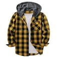 thumbnail image 1 of LNWUY Men's Flannel Hoodie Shirts Casual Patchwork Button Down Plaid Shirt Jackets for Men Long Sleeve Hooded with Pocket Yellow XL, 1 of 3