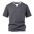 thumbnail image 1 of LNWUY Men's Henley T-Shirt Short Sleeve Casual Lightweight Pullover Shirts Soft Stretch Basic Tees V Neck Solid Color Shirt Tops Dark Gray XL, 1 of 4