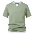 thumbnail image 1 of LNWUY Men's Henley T-Shirt Short Sleeve Casual Lightweight Pullover Shirts Soft Stretch Basic Tees V Neck Solid Color Shirt Tops Green L, 1 of 4