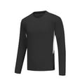 thumbnail image 1 of LNWUY Men's High Elastic Long Sleeve Round Collar Shirts Lightweight Breathable Comfy Shirts Rash Guard Running Fitness T-Shirts Black XL, 1 of 7