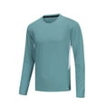 thumbnail image 1 of LNWUY Men's High Elastic Long Sleeve Round Collar Shirts Lightweight Breathable Comfy Shirts Rash Guard Running Fitness T-Shirts Green XXXL, 1 of 9