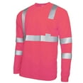 thumbnail image 1 of LNWUY Men's High-Visibility Safety Shirt Reflective Construction Workwear, Long Sleeve Round Neck T-Shirt for Protection Pink XXXL, 1 of 4