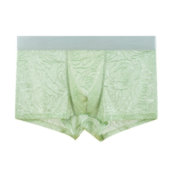 LNWUY Men's Lace Boxers Underwear Seamless Lace with Low Waist Breathable and Comfortable Mens Under Panties Green XXXL