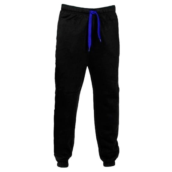 LNWUY Men's Lightweight Fleece Cargo Sweatpants Stretch Elastic Waist Athletic Workout Jogger Pants Drawstring Casual Sport Trousers Blue XL