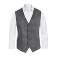 thumbnail image 1 of LNWUY Men's Linen Suit Vest Casual Lightweight V Neck Solid Color Regular Fit Waistcoat Suitable for Summer Wedding Party Gray M, 1 of 6