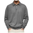 thumbnail image 1 of LNWUY Men's Long Sleeve Henley Shirts Cotton Button Spring Autumn Casual Turndown Collar Blouse Solid Color Soft Basic Tops Gray XL, 1 of 5
