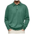 thumbnail image 1 of LNWUY Men's Long Sleeve Henley Shirts Cotton Button Spring Autumn Casual Turndown Collar Blouse Solid Color Soft Basic Tops Green XXXL, 1 of 5