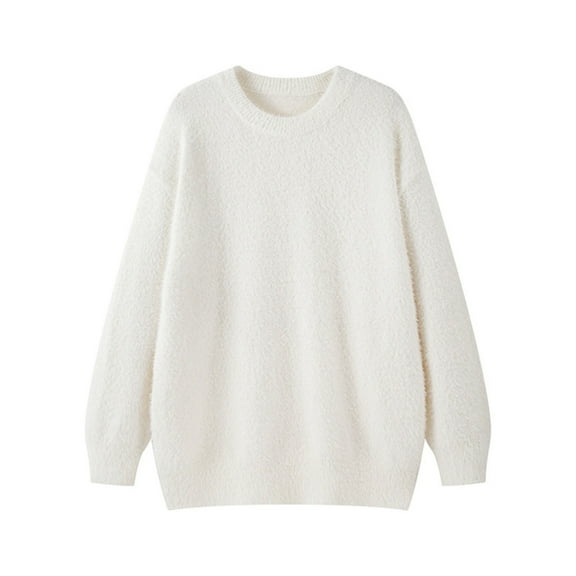 LNWUY Men's Long Sleeve Pullover Sweatshirt Round Neck Shirt Sweater Fleece Thick Warm Fall Winter Comfy Soft Tops Beige XL