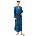 thumbnail image 1 of LNWUY Men's Long Sleeve Waffle Robe Quick Dry Soft Comfortable Loose Long Bathrobe Kimono Nightgown Home Lounge Pajama Robe Blue M, 1 of 4