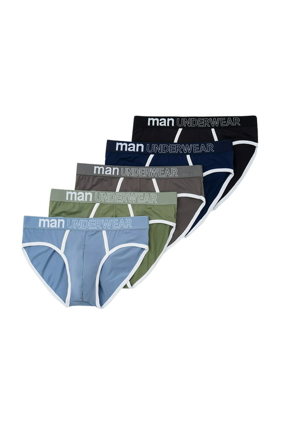 Men's Mid Waist Ice Silk U Pouch Bulge Briefs Underpants Lightweight Breathable Underwear for Men Multicolor XXL