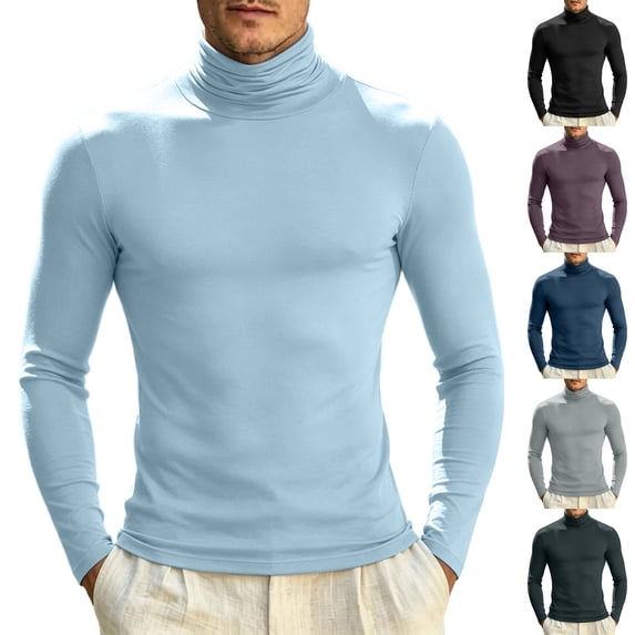 LNWUY Men's Mock Turtleneck Long Sleeve Shirt High Neck Thermal Base Layer Mockneck Slim Fit Breathable Soft Stretchy Casual Daily Wear Gray XXXL