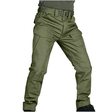 LNWUY Men's Multiple Pockets Cargo Pants Water-Proof Stretch Tactical Hiking Trousers Outdoor Relaxed Fit Straight Cut Work Pants Green* XXXL