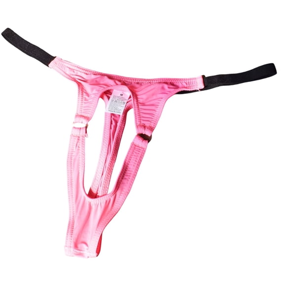 LNWUY Men's Open Hole Underwear G-String Thongs Panties for Men Ring Underpants Male T-back Ice Silk Lingerie Pink XL