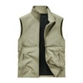 thumbnail image 1 of LNWUY Men's Outerwear Vest Softshell Travel Work Utility Cargo Vest Casual Athletic Zipper Multi-pocket Quick-Dry Hiking Jacket Yellow XXXXL, 1 of 3