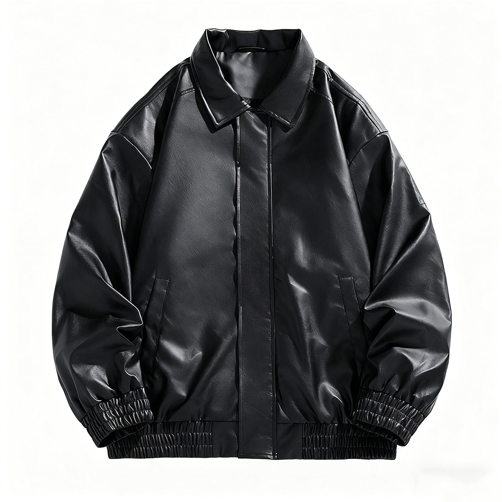 LNWUY Men's Oversized Faux Leather Bomber Jacket Vintage Biker Moto Style with Zipper Pockets, Durable and Stylish Outerwear Black XXXL