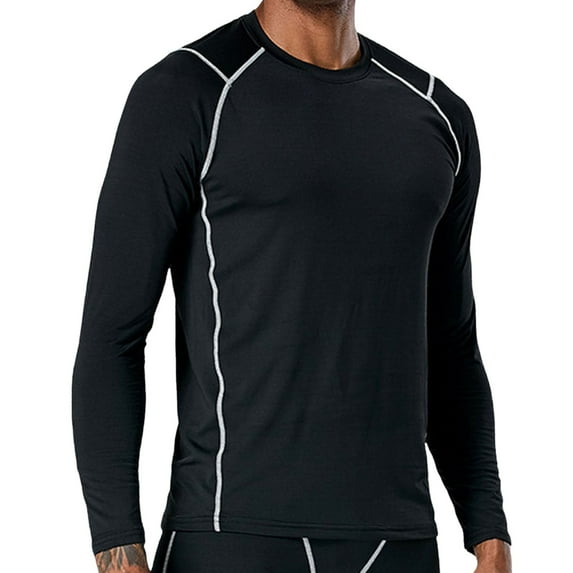 LNWUY Men's Padded Quick Dry Lightweight Athletic Tight High Stretch Fitness Crew Neck Top Thermal Long Sleeve Compression Shirts Gray M