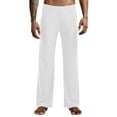 thumbnail image 1 of LNWUY Men's Pajamas Casual Solid Loose Leisure Sports Elasticity Pants Straight Bottom Relaxed Loose Fit Trousers No Pockets White XXXL, 1 of 9