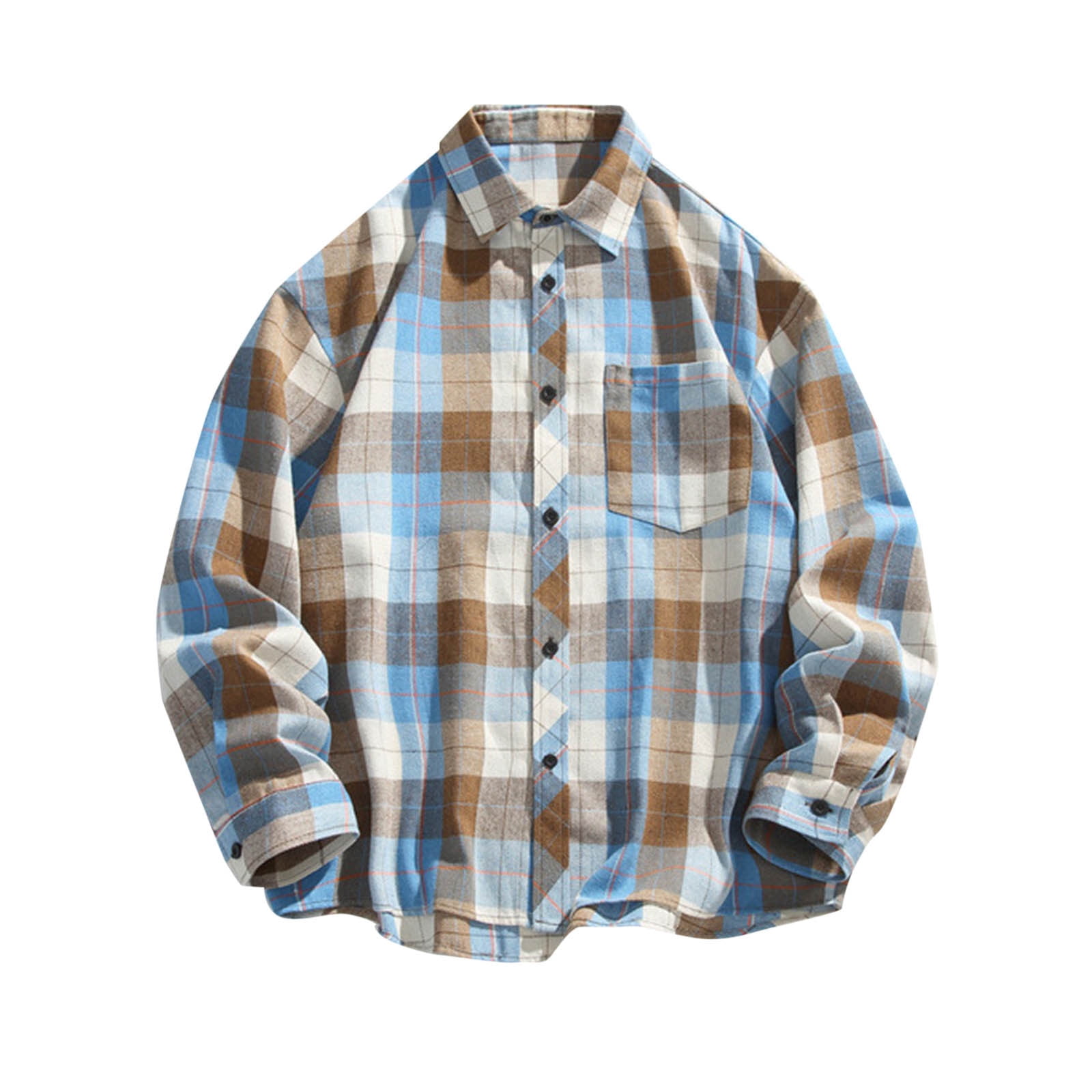 LNWUY Men's Plaid Flannel Shirts Button Down Long Sleeve Regular-Fit ...