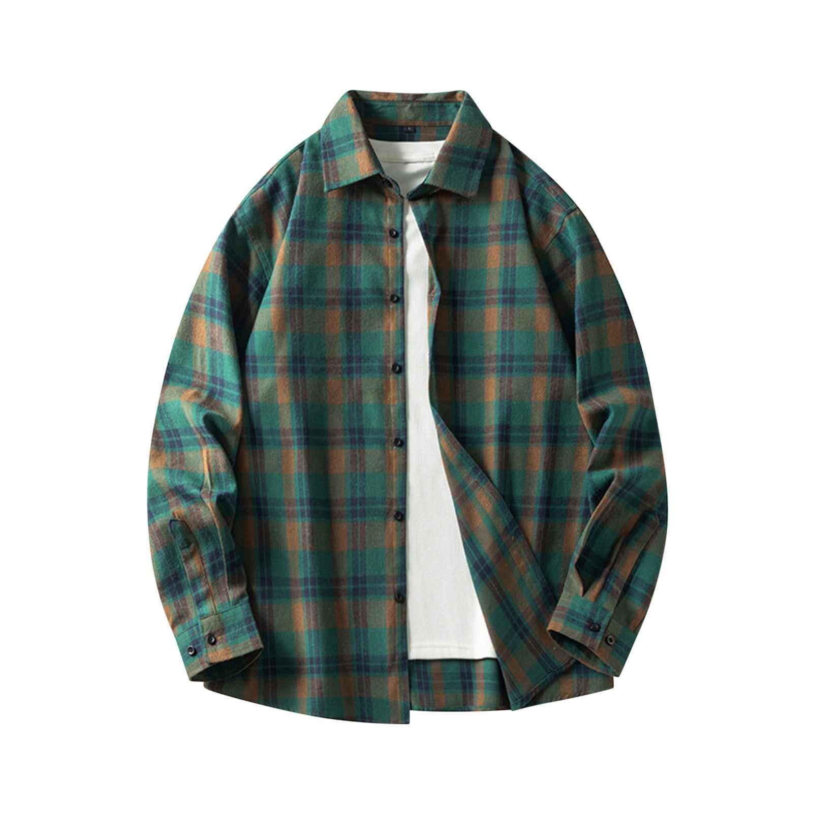 LNWUY Men's Plaid Flannel Shirts Button Down Long Sleeve Regular-Fit ...