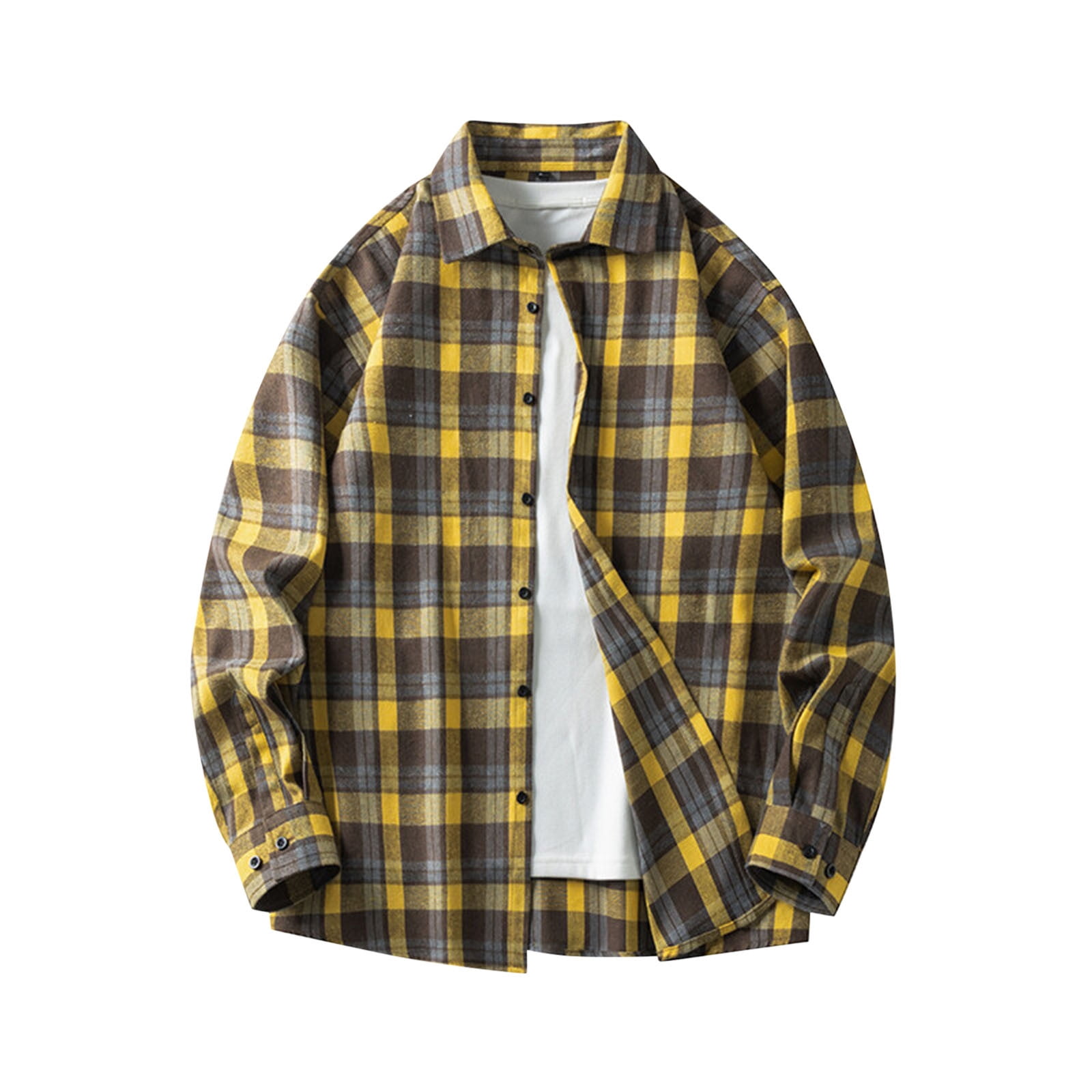 LNWUY Men's Plaid Flannel Shirts Button Down Long Sleeve Regular-Fit ...