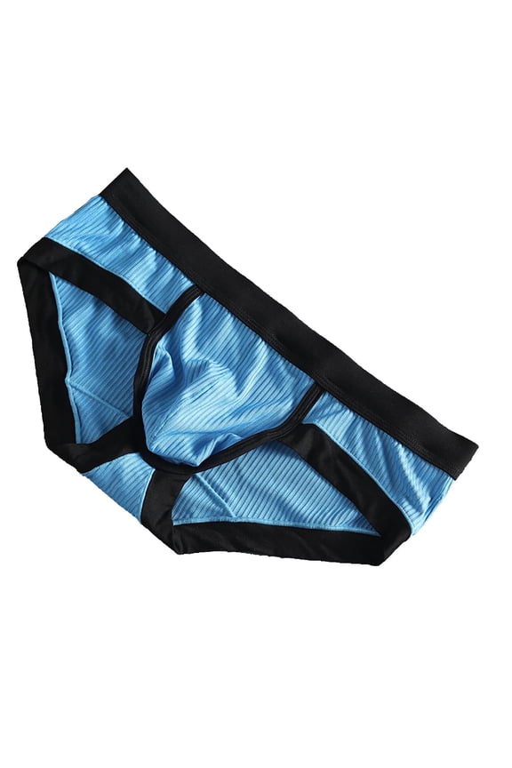 Men's Plus Size Ice Silk Thin Transparent Triangular Underwear Soft Breathable Comfort Briefs Blue XL
