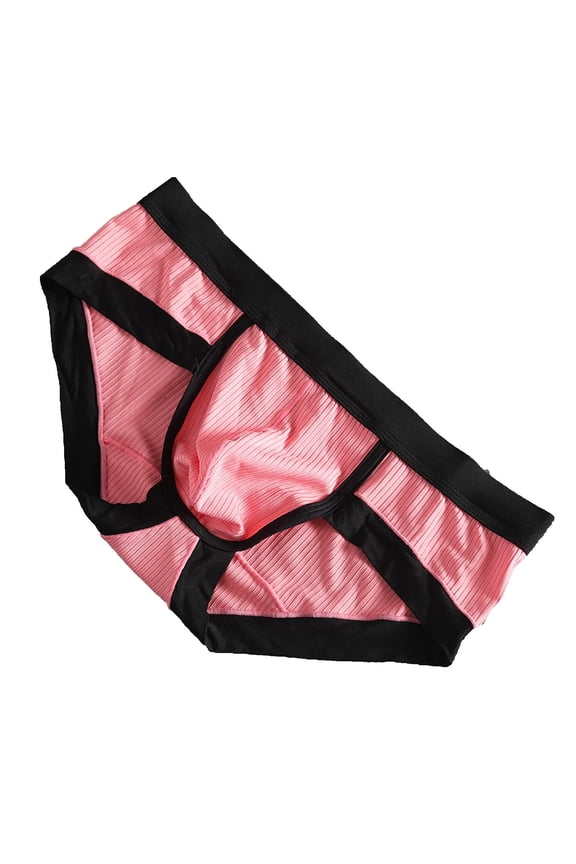 Men's Plus Size Ice Silk Thin Transparent Triangular Underwear Soft Breathable Comfort Briefs Pink XXXXL