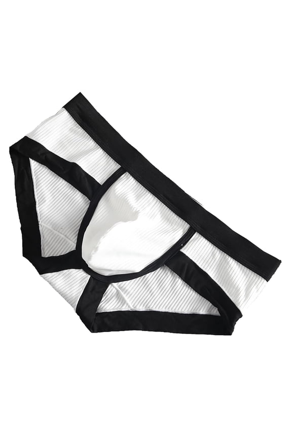 Men's Plus Size Ice Silk Thin Transparent Triangular Underwear Soft Breathable Comfort Briefs White M