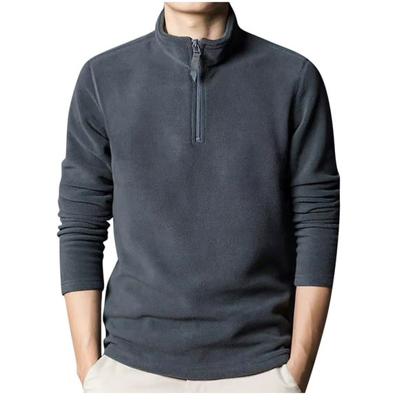 LNWUY Men's Quarter-Zip Polar Fleece Jacket, Long Sleeve Half Zip Fleece Pullover Sweaters Fall Winter Thermal Sweatshirt Gray XXXL
