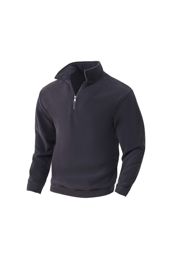 Men's Quarter-Zip Polar Fleece Jacket, Long Sleeve Half Zip Fleece Pullover Sweaters Thermal Golf Sweatshirt Gray M