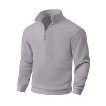 LNWUY Men's Quarter-Zip Polar Fleece Jacket, Long Sleeve Half Zip Fleece Pullover Sweaters Thermal Golf Sweatshirt Gray S