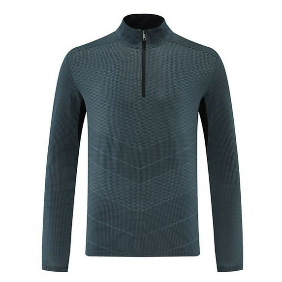 LNWUY Men's Quarter Zip Pullover Shirt Lightweight Long Sleeve Stand-up Collar Rash Guard Quick Dry Workout Shirts Gray M