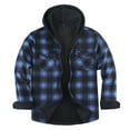 thumbnail image 1 of LNWUY Men's Sherpa Lined Flannel Jacket Button Hooded Plaid Shirt Jacket Thickened Winter Warm Outerwear Fleece Coat Blue XXL, 1 of 3