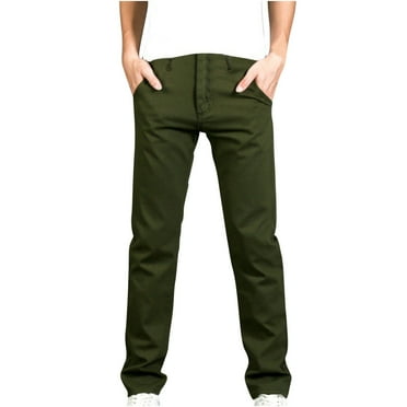 LNWUY Men's Slim Fit Stretch Jeans Ripped Skinny Jeans Solid Casual Fashion Straight Leg Comfort Flex Waist Cargo Denim Pants Green* L