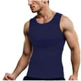 thumbnail image 1 of LNWUY Men's Slimming Shirt Mesh Compression Shirt 4-Way Stretch Body Shaping Round-Neck Tank Top Quick Dry Blue L, 1 of 3