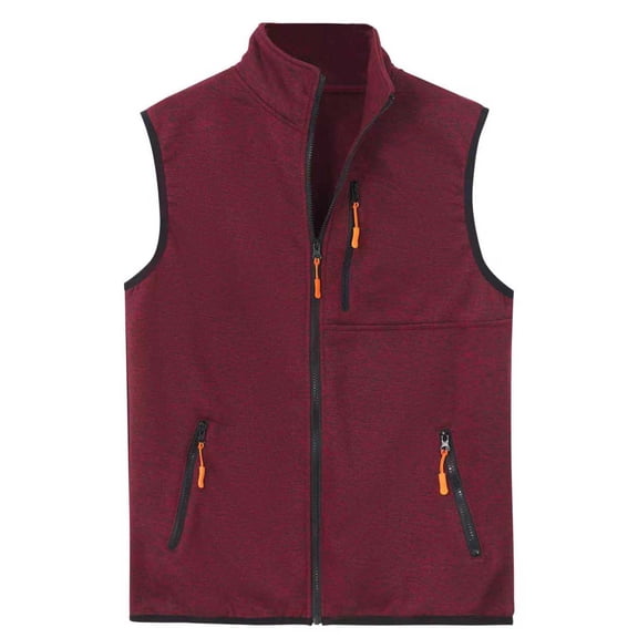 LNWUY Men's Softshell Vest Jacket Lightweight Stand Collar Full Zip Sleeveless Waistcoat Casual Insulated Quilted Overcoat Red S