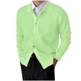 thumbnail image 1 of LNWUY Men's Solid Color Lapel Button Closure Long Sleeve Sweater Knit Cardigan Cardigan Top Coat Sweater Jacket Green L, 1 of 6