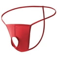 thumbnail image 1 of LNWUY Men's Solid Color Low Rise Quick Dry Breathable Front Center Thong with Hole Thong G-String T-Back Underwear Red L, 1 of 5