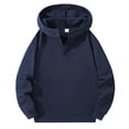 thumbnail image 1 of LNWUY Men's Solid Color Quarter Button Hoodies Long Sleeve Drop Shoulder Sweatshirt Lightweight Casual Pullover Top Blue L, 1 of 4