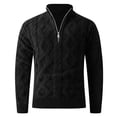 thumbnail image 1 of LNWUY Men's Solid Color Tweed Quarter Zip Sweater Mock Neck Pullover Sweater Classic Casual Pullover Long Sleeve Sweaters Black XXL, 1 of 7