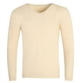 thumbnail image 1 of LNWUY Men's Solid Color Warm V-Neck Pullover Bottom Casual Knit Sweater Top Autumn and Winter Sweater Beige XL, 1 of 3