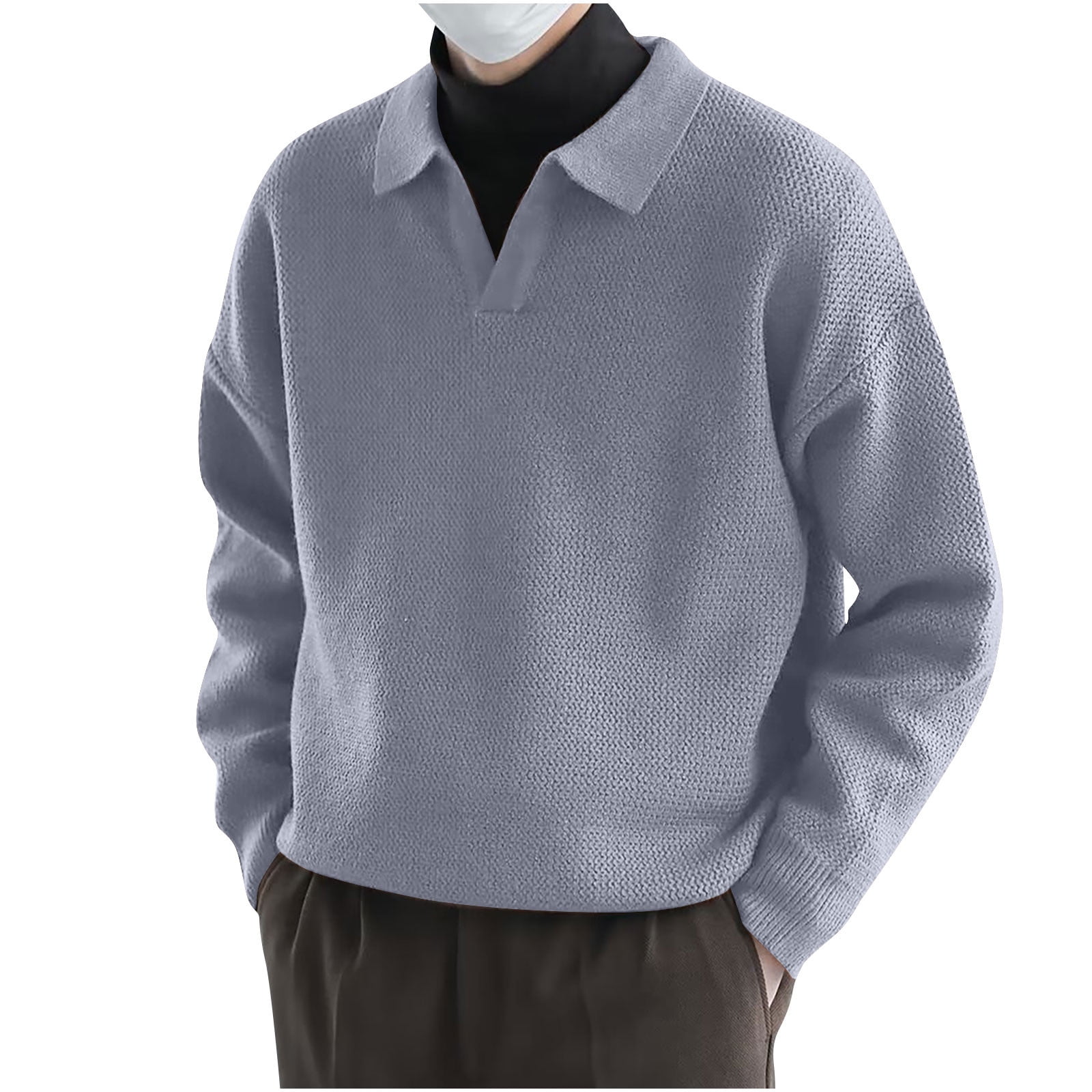Lapel textured pullover sweatshirt