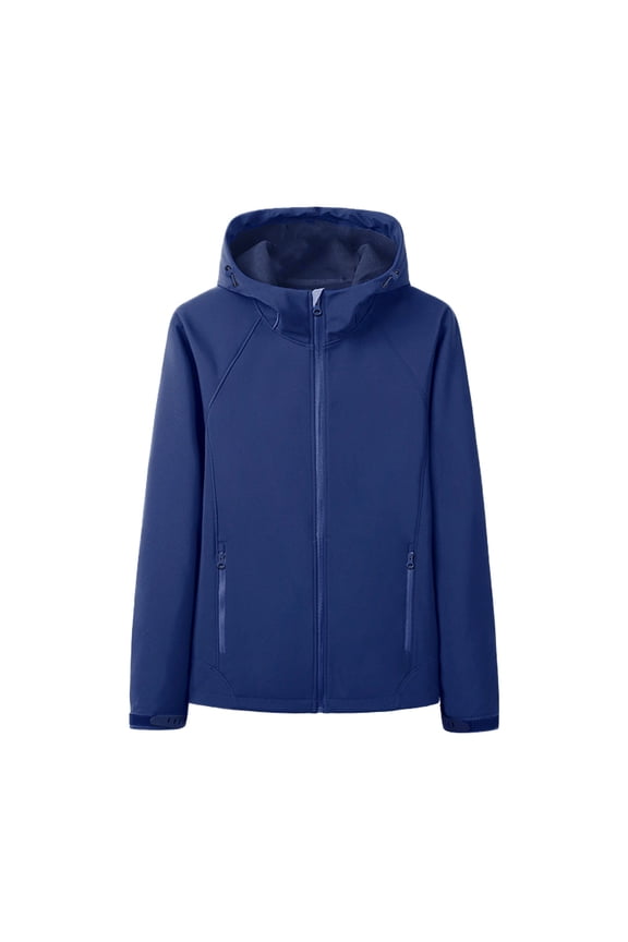 Men's Solid Lightweight Softshell Jacket Fleece Lined Hooded Windproof Coat Winter Warm Jacket for Outdoor Running Hiking Blue XXL