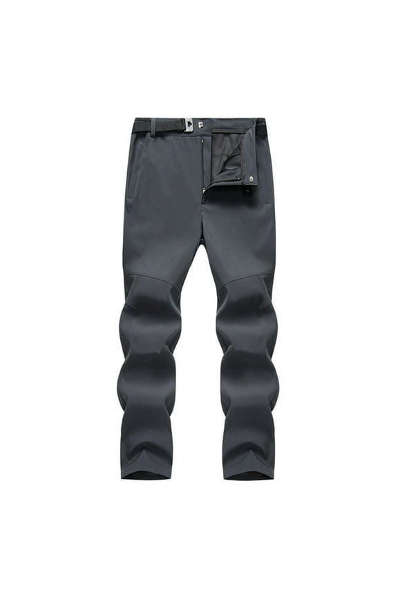 Men's Spring and Autumn Pants Stretch Breathable Outdoor Sports Mountaineering Pants Fleece Lined Pants Camping Skiing Ice Pants. Dark Gray XL