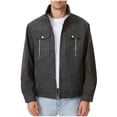 thumbnail image 1 of LNWUY Men's Stand Collar Leather Jacket Motorcycle Lightweight Faux Leather Outwear Full Zip Up Vintage PU Coat with Pockets Gray M, 1 of 9