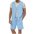 thumbnail image 1 of LNWUY Men’s Summer Linen Waistcoat Set Solid Fashion Lightweight Button Vest Cardigan Outdoor Casual Tops Business Suit Waistcoat Light Blue XXL, 1 of 4