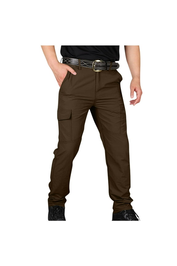 Men's Tactical Pants Cotton Stretch Work Cargo Pants Lightweight Abrasion Ripstop Outdoor Hiking Trousers Brown XXXXL