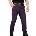 thumbnail image 1 of LNWUY Men's Tactical Pants Cotton Stretch Work Cargo Pants Lightweight Abrasion Ripstop Outdoor Hiking Trousers Purple M, 1 of 4