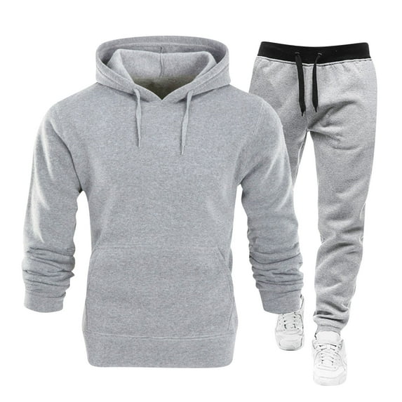 LNWUY Men's Tracksuit 2 Piece Sweatsuit Long Sleeve Pullover Athletic Hoodies Casual Sport Jogging Suits With Pockets Gray XXXL
